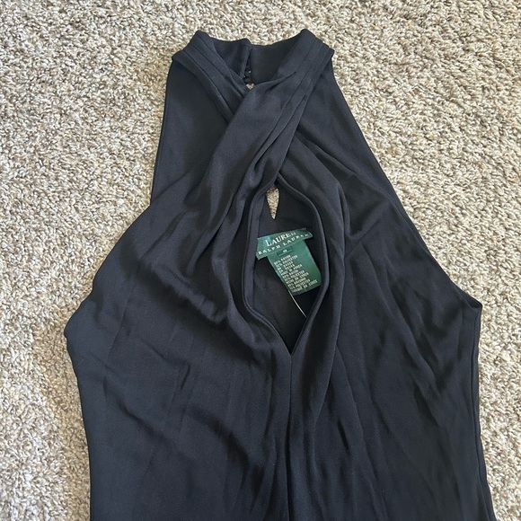 NWT Lauren Ralph Lauren Black Halter Sheath Dress Crisscross Size Small Women's - Picture 5 of 8